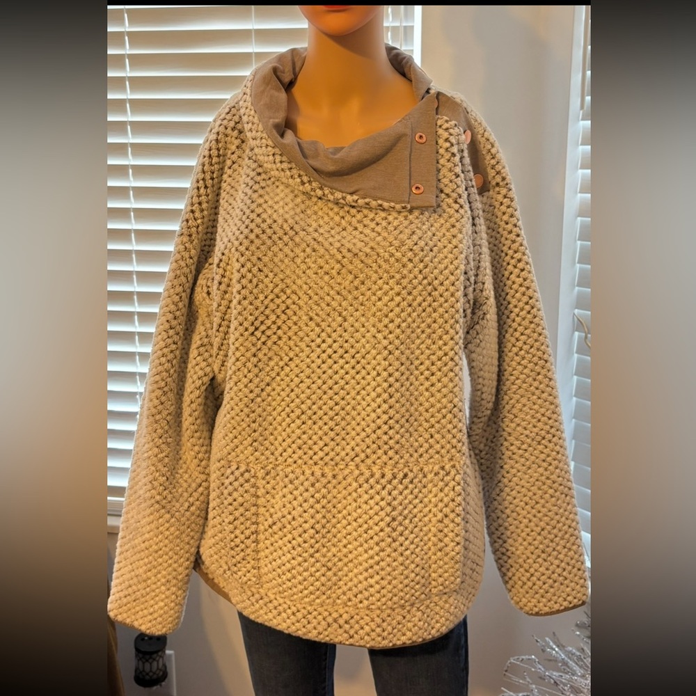 St. John's Bay Textured Cream Cowl Neck Sweater
